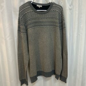 Rae Dunn Men's Gray Patterned Crewneck Sweater